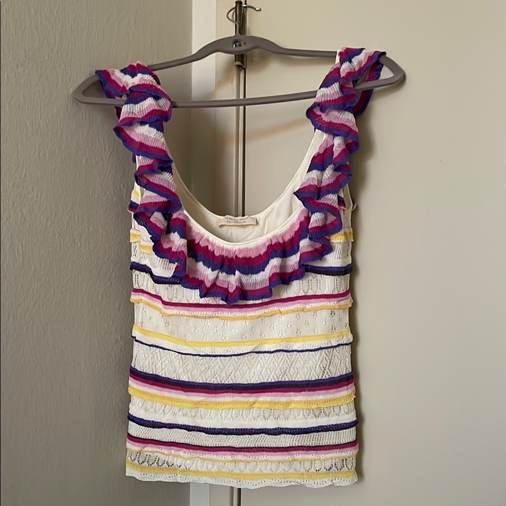 Sezane Multicolor Ruffled Tank Top